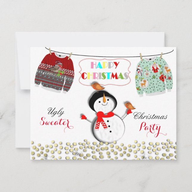 Fun Christmas Ugly Sweater Themed  Festive Party Invitation (Front)