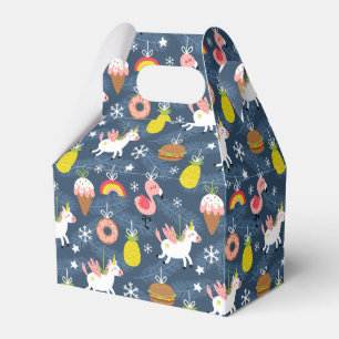Fun Christmas Unicorns and Flamingos Pattern Favour Box