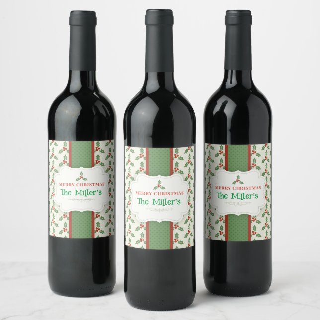 FUN! Christmas Wine Labels- Personalised -Add Name Label (Bottles)