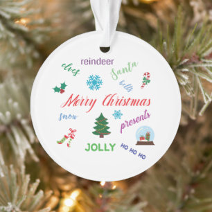 Fun Christmas Word Cloud Design Ornament
