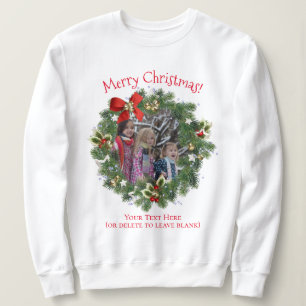 Fun Christmas Wreath Photo Frame Holiday Sweatshirt