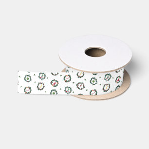 Fun Christmas wreaths in white Satin Ribbon