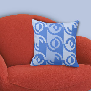 Fun Circular Fragments Pattern Blue Cushion