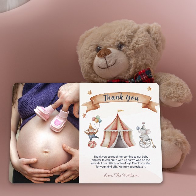 Fun Circus Animal Baby Shower Thank You Card (Fun Circus Animal Baby Shower Thank You Card)