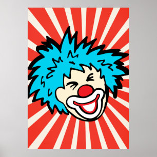 Fun circus clown bright graphic poster
