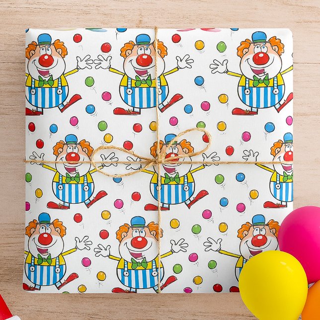 Fun Circus Clown Juggling Balls Wrapping Paper (Creator Uploaded)