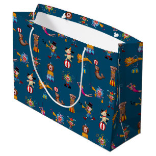 Fun Circus Party Acts Cartoon Pattern Blue Kids Large Gift Bag