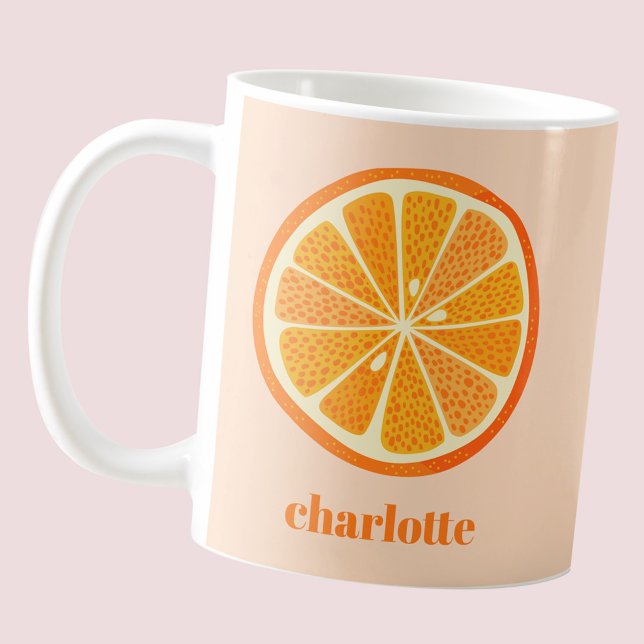 Fun Citrus Orange Slice Personalised Coffee Mug (Fun citrus orange slice personalized name mug)