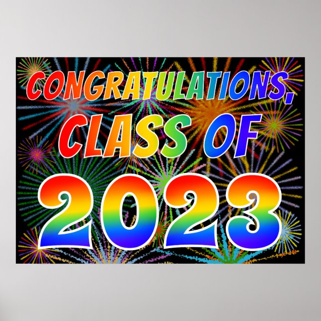 Fun "CLASS OF 2023" Congratulations (Fireworks) Poster (Front)