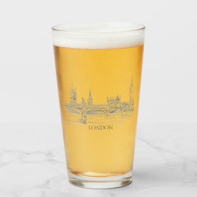 Fun Classic Iconic London Skyline Glass (Front Filled)