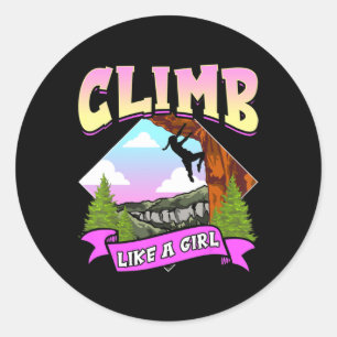 Fun Climb Like A Girl Rock Climbing Bouldering Cli Classic Round Sticker