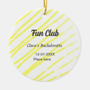 Fun Club bachelorette party yellow lines backgroun Ceramic Tree Decoration