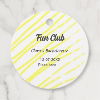 Fun Club bachelorette party yellow lines backgroun Favour Tags