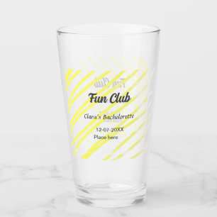 Fun Club bachelorette party yellow lines backgroun Glass