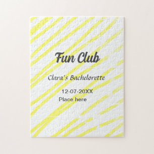 Fun Club bachelorette party yellow lines backgroun Jigsaw Puzzle