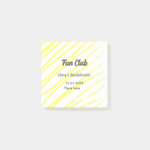 Fun Club bachelorette party yellow lines backgroun Post-it Notes
