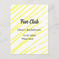 Fun Club bachelorette party yellow lines backgroun