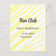 Fun Club bachelorette party yellow lines backgroun