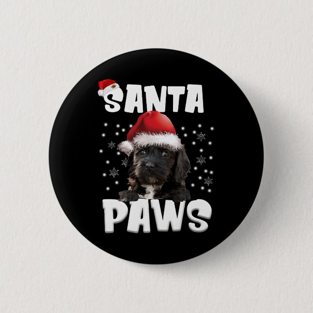 Fun Cockapoo Christmas Lights Tree Dog Lover Xmas  6 Cm Round Badge (Front)