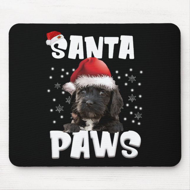Fun Cockapoo Christmas Lights Tree Dog Lover Xmas  Mouse Mat (Front)