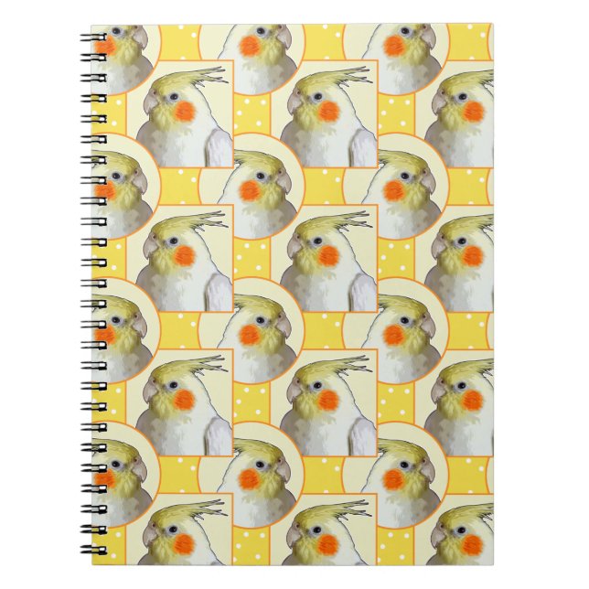 Fun Cockatiel Yellow White Pattern Pet Bird School Notebook (Front)