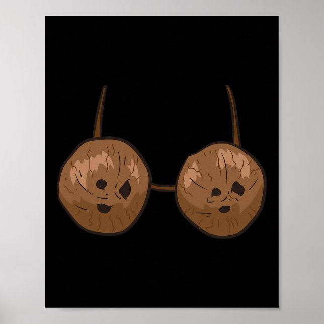 Fun Coconut Summer Coconuts Bra Fun Halloween Cost Poster (Front)