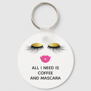 Fun "Coffee and Mascara" Key Ring