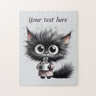Fun coffee cat add text  jigsaw puzzle