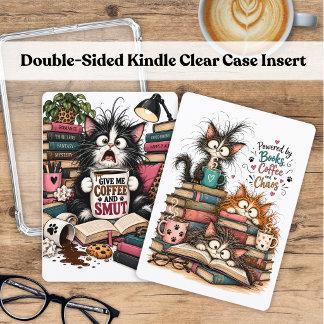 Fun Coffee & Cats Kindle Double Sided Insert Card