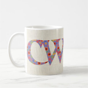 Fun Coffee Mug, Welsh Floral Cwtch Slogan, Coffee Mug