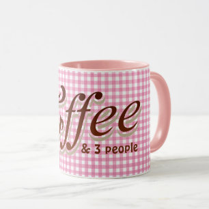 fun coffee quote on pink gingham mug