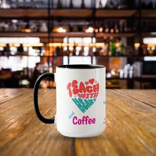 Fun Coffee Teach Pink Blue Typography Personalise Mug