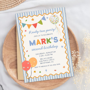 Fun Colorful 2nd Birthday Invitation