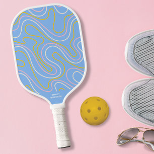 Fun Colorful Abstract Doodle Lines Custom Text Pickleball Paddle