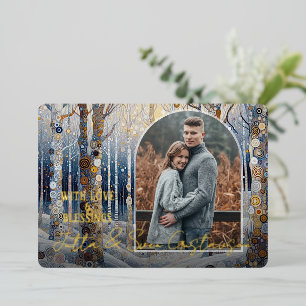 Fun Colorful Abstract Winter Wonderland Art Gold Foil Holiday Card