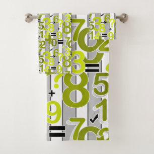 Fun colorful arithmetic math bright retro pattern bath towel set