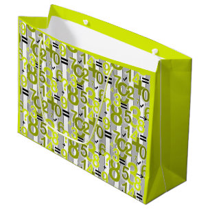 Fun colorful arithmetic math bright retro pattern large gift bag