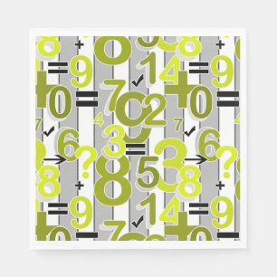 Fun colorful arithmetic math bright retro pattern  napkin