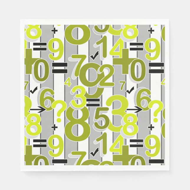 Fun colorful arithmetic math bright retro pattern  napkin (Front)