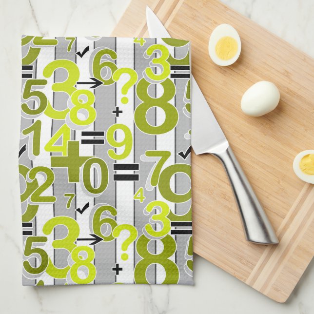Fun colorful arithmetic math bright retro pattern  tea towel (Quarter Fold)