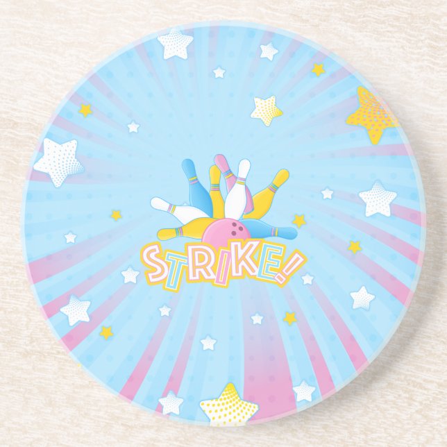 Fun & Colorful Bowling Party Coaster (Front)