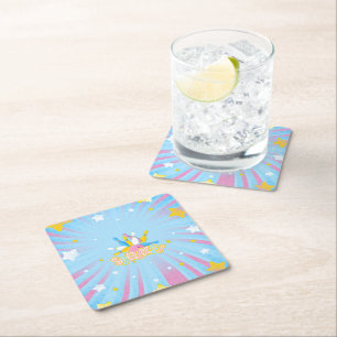 Fun & Colorful Bowling Party Square Paper Coaster
