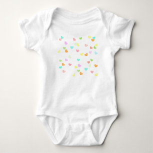 Fun colorful cute hearts happy watercolor rainbow baby bodysuit