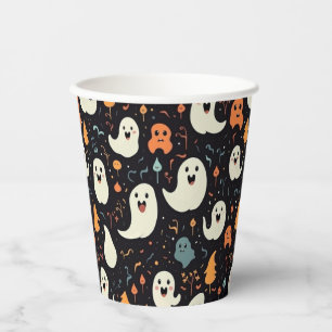 Fun Colorful Ghosts Halloween Paper Cups