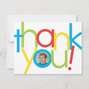 Fun Colorful Kids Photo Thank You Card