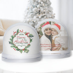 Fun Colorful Merry Christmas Type Snow Globe