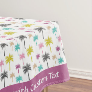 Fun Colorful Palm Tree Tropical Pattern Tablecloth