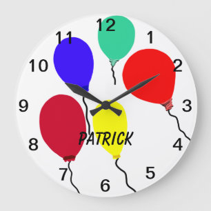 Fun Colorful Party Balloons Kids Wall Clock