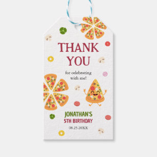 Fun Colorful Pizza Party Kids Birthday Gift Tags