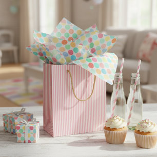 Fun Colorful Polka Dots Pattern On White Tissue Paper